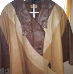 Womans plus size vintage leather cape